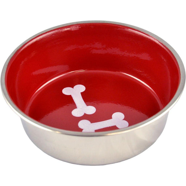 Unleashed Bones Gamelle pour animaux en acier inoxydable haute résistance, rouge