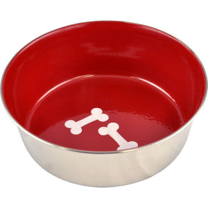 Unleashed Bones Gamelle pour animaux en acier inoxydable haute résistance, rouge