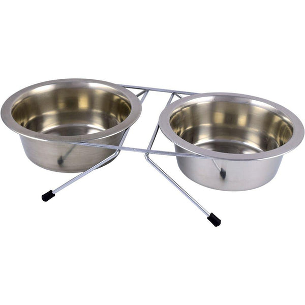 Unleashed Gamelle double Diner en acier inoxydable pour animaux
