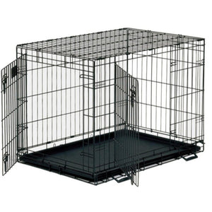 Unleashed Cage pour chiens à double porte en époxy, noire
