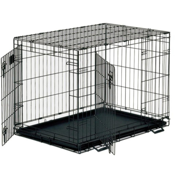 Unleashed Cage pour chiens à double porte en époxy, noire