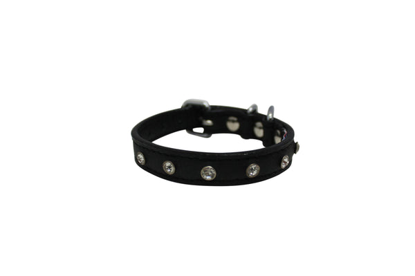 Angel Athens Rhinestone Dog Collar, Midnight Black