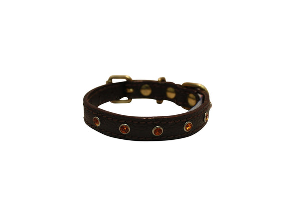 Angel Athens Rhinestone Dog Collar, Chocolate Brown