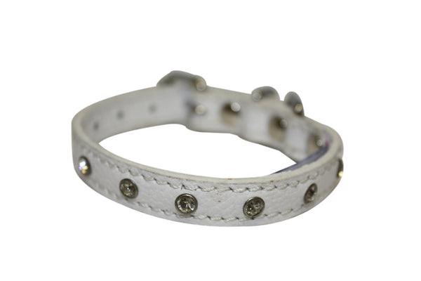 Angel Athens Rhinestone Dog Collar, Ivory White