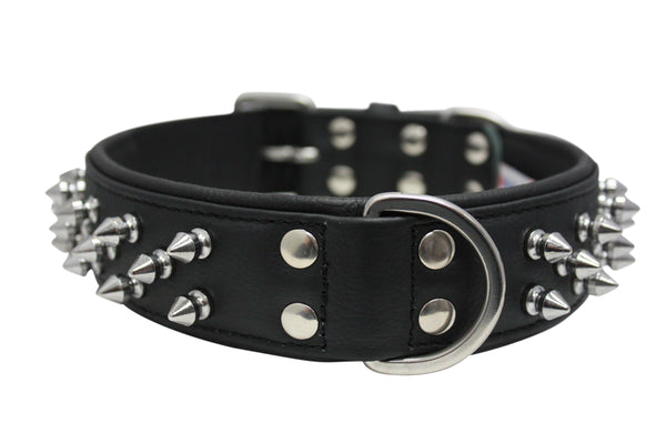 Angel Amsterdam Multi-Line Spiked Dog Collar, Midnight Black