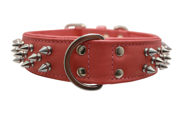 Angel Amsterdam Multi-Line Spiked Dog Collar, Bubblegum Pink