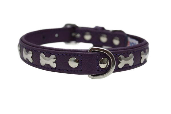 Angel Rotterdam Bones Dog Collar, Orchid Purple