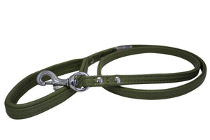 Angel Laisse pour chien Alpine avec poignée rembourrée en cuir, Vert olive