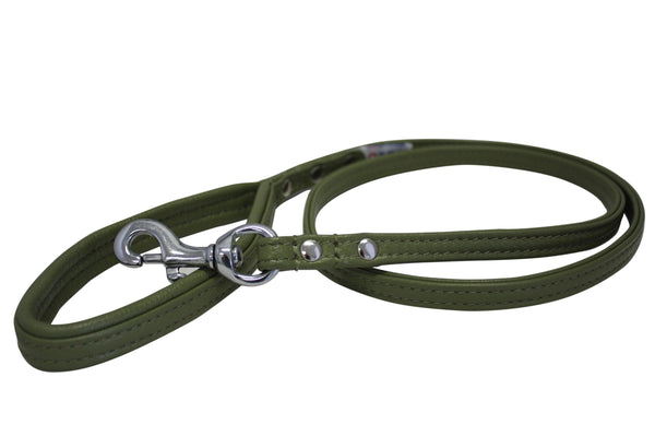 Angel Laisse pour chien Alpine avec poignée rembourrée en cuir, Vert olive