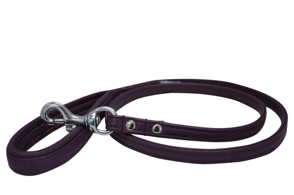 Angel Alpine Leather Padded Handle Dog Leash, Orchid Purple
