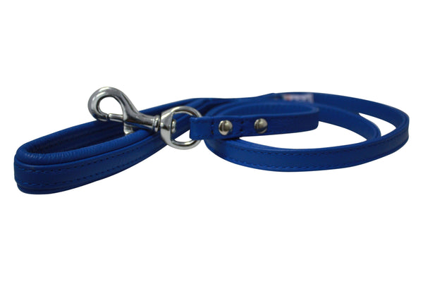 Angel Laisse pour chien Alpine avec poignée rembourrée en cuir, Bleu cobalt