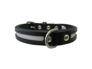 Angel New York Leather Reflective Dog Collar, Black