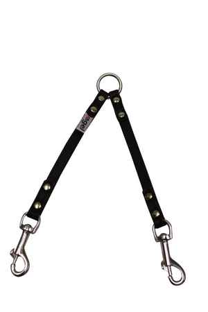 Angel Câble double en cuir pour chien, Noir minuit