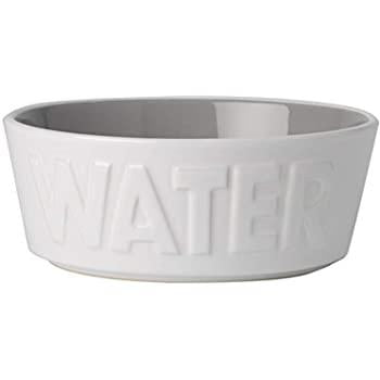 PetRageous Back to Basics WATER Dog Bowl, White/Gray