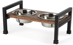 PetRageous Martinique Elevated Pet Diner, Walnut/Black