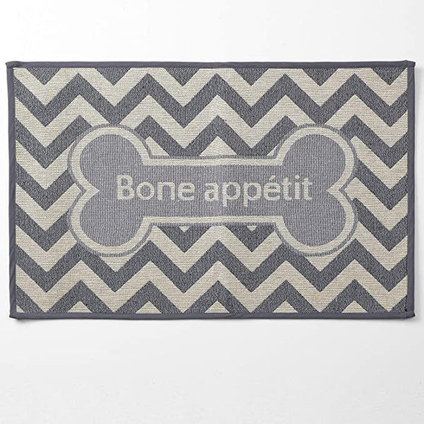 PetRageous Bone Appetit Tapestry Dog Placemat, Taupe, 28 x 18-in