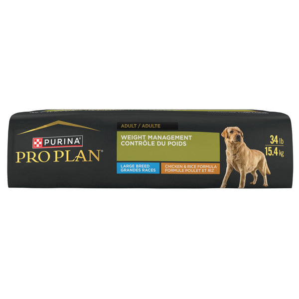 Purina Pro Plan Weight Management Chicken & Rice Large Breed Adult Dry Dog Food, 34-lb
