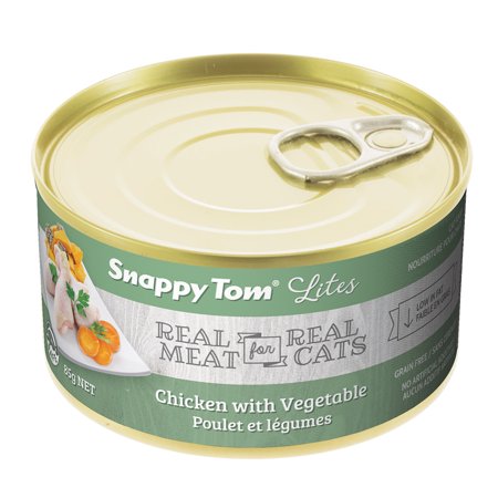 Nourriture humide pour chats au poulet et aux légumes en petite boîte de Snappy Tom
