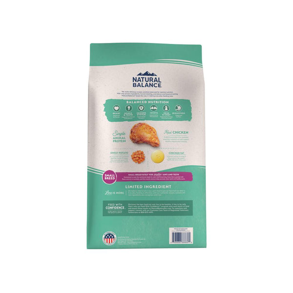 Natural Balance Recette à ingrédients limités Poulet et Patate douce Sans céréales Croquettes pour chiens de petite race
