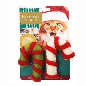 Karma Cat Jouet chat canne de bonbon en laine de Noël