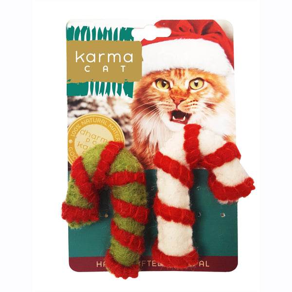 Karma Cat Jouet chat canne de bonbon en laine de Noël
