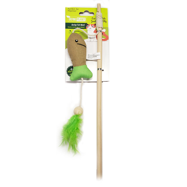 Define Planet Burlap poisson Wand Jouet pour chat