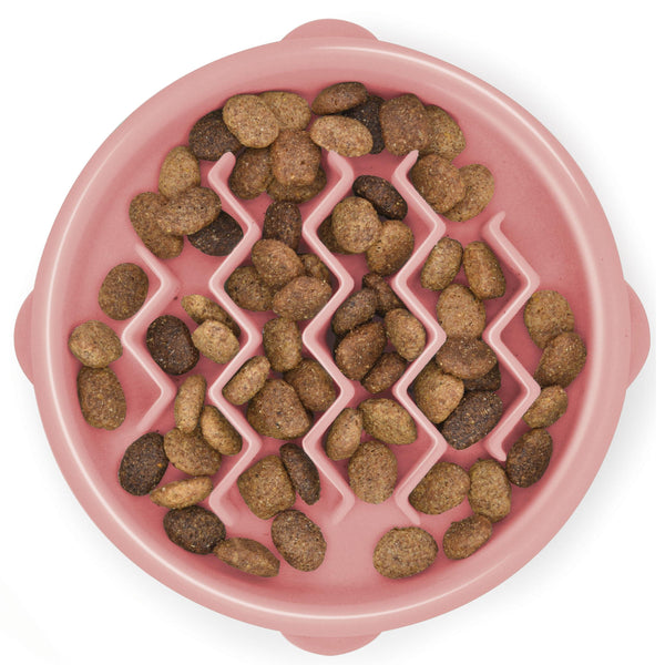 Outward Hound Fun Feeder Slo Bowl Gamelle à alimentation lente pour chiens, rose.