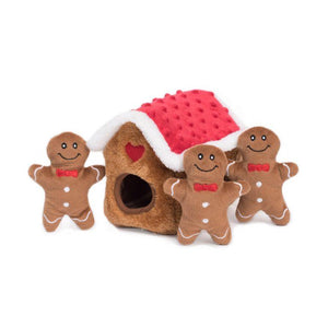 ZippyPaws Holiday Burrow Gingerbread House Dog Toy