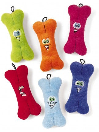 Ethical Pet Spot Jouet pour chien os en peluche avec visage brodé, Couleur variable