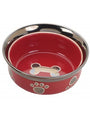 Ethical Pet Spot Ritz Copper Rim Stoneware Dog Dish, Red