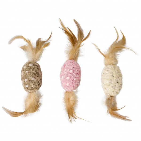 Ethical Pet Spot Chenille Chaser Feather Oval Cat Toy, Color Varies