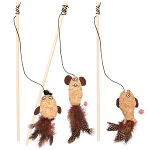 Ethical Pet Spot Jouet baguette teaser Corkies avec herbe à chat, couleur variable