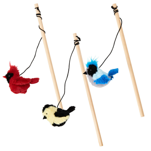 Ethical Pet Spot Songbird Teaser Wand Dog Toy, Color Varies