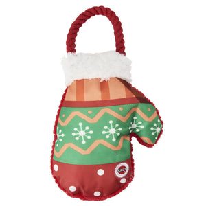 Ethical Pet Spot Holiday Snowflake Mittens Dog Toy, Color Varies, 12-in