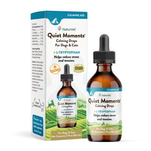 NaturVet Quiet Moments Calming Drops L-Tryptophan Dog & Cat Supplement, 2-oz