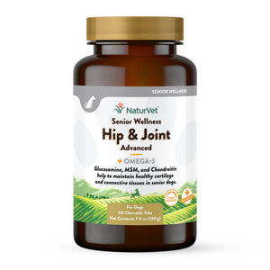 NaturVet Senior Wellness Hip & Joint Advanced Plus Omegas Chewable Tabs Dog Supplement