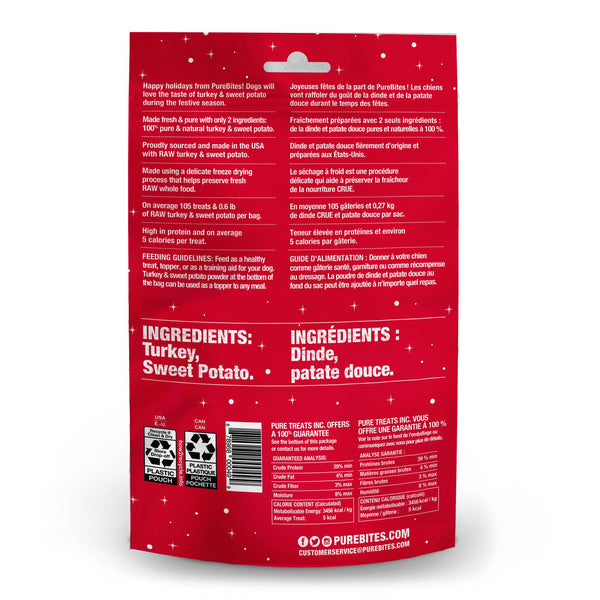 PureBites Holiday Turkey & Sweet Potato Freeze-Dried Dog Treats, 2.5-oz
