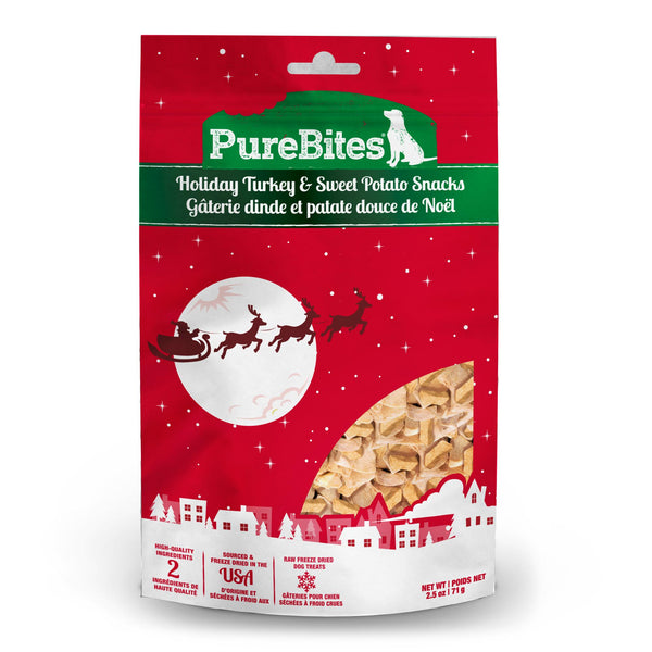 PureBites Holiday Turkey & Sweet Potato Freeze-Dried Dog Treats, 2.5-oz