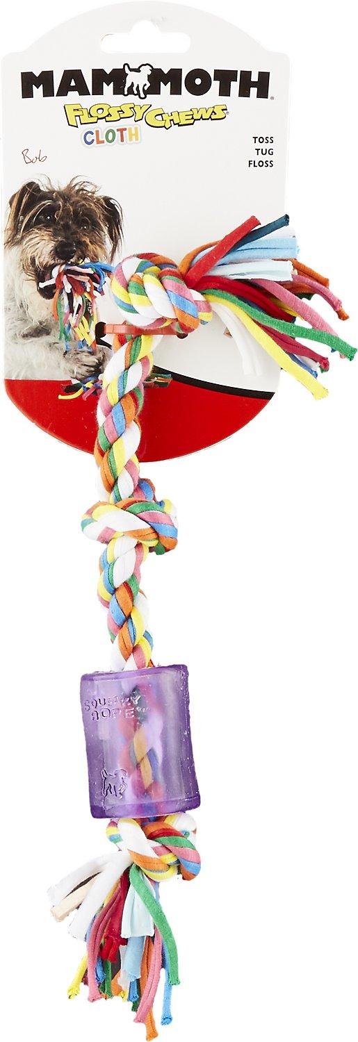Mammoth Cloth Squeaky Rope Dog Toy, Color Varies