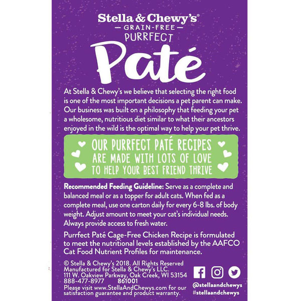 Stella & Chewy's Purrfect Pat Recette Poulet élevé en liberté Nourriture humide pour chats