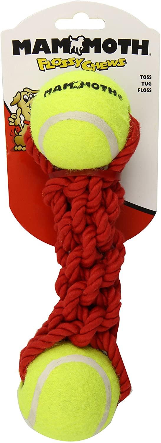 Mammoth Flossy Chews Braided Bone with Tennis Balls Dog Toy