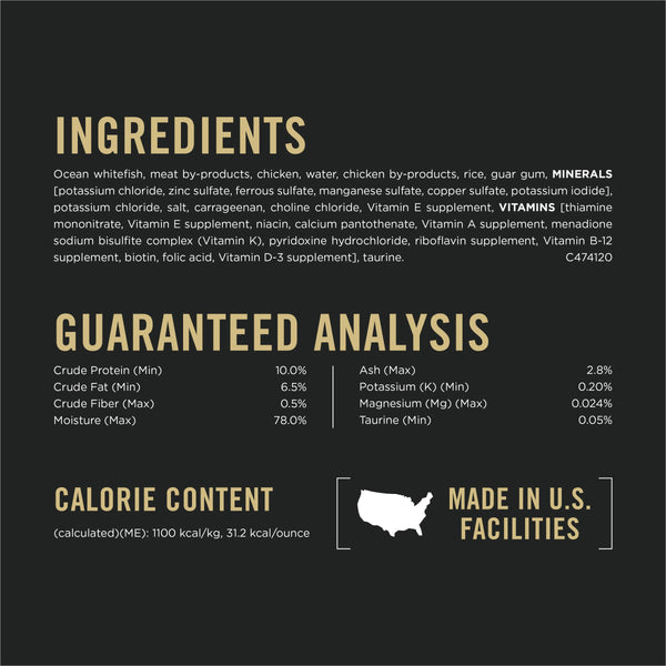 Purina Pro Plan Focus Adulte Formule classique santé urinaire Entrée de poisson blanc océan Conserves pour chats