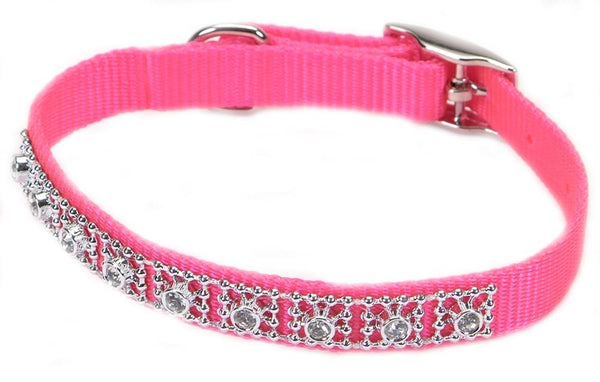 Coastal Jeweled Dog Collar, Neon Pink