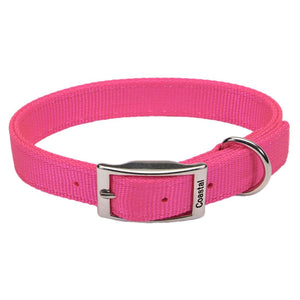 Coastal Double-Ply Nylon Dog Collar, Neon Pink