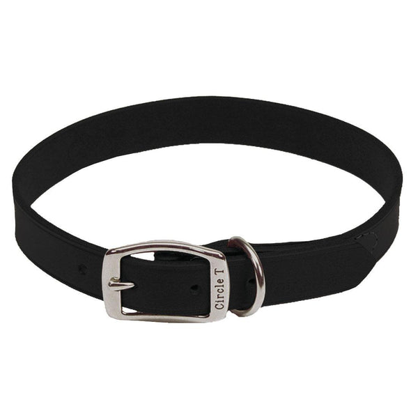 Circle T Collier pour chien en cuir tanné au chêne Town, Noir