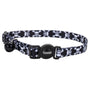 Safe Cat Fashion Adjustable Breakaway Cat Collar, Black Skulls, 3/8-in x 8-12-in