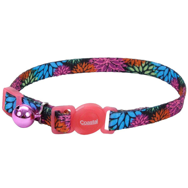 Safe Cat Fashion Adjustable Breakaway Cat Collar, Wildflower, 3/8-in x 8-12-in