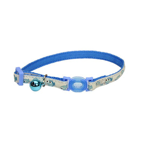 Safe Cat Collier réglable pour chat avec système de sécurité détachable phosphorescent, Poisson bleu lumineux, 3/8 po x 8-12 po