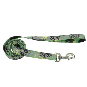 Lazer Brite Patterned Dog Leash, Lime Skulls