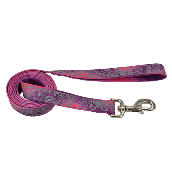 Lazer Brite Patterned Dog Leash, Pink Flowers